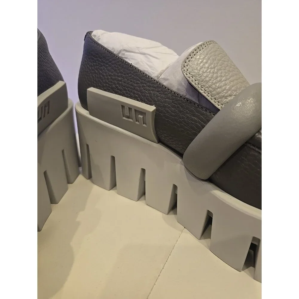 United Nude Loafers Composite Grip Shoes Gray Leather Wedge Chunky Platform 40 9 - Picture 8 of 10